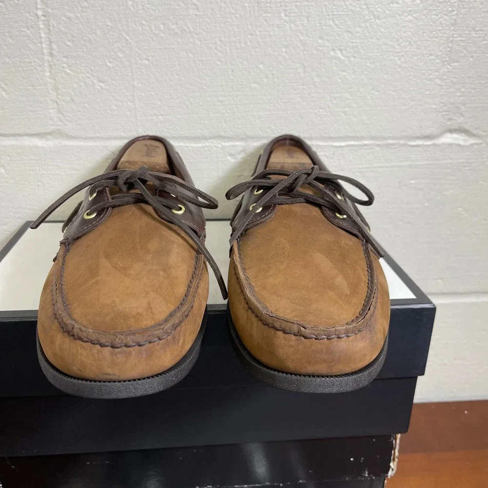 Sperry Top-Sider 0195412 Boat Shoe 2 Eye Brown‎ Leather Slip On Men's 15 Wide